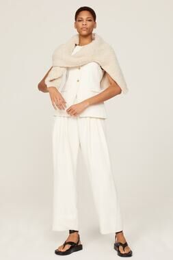 Co White Draped Pocket Straight Leg High Waist Trouser Dress Pants Size 6